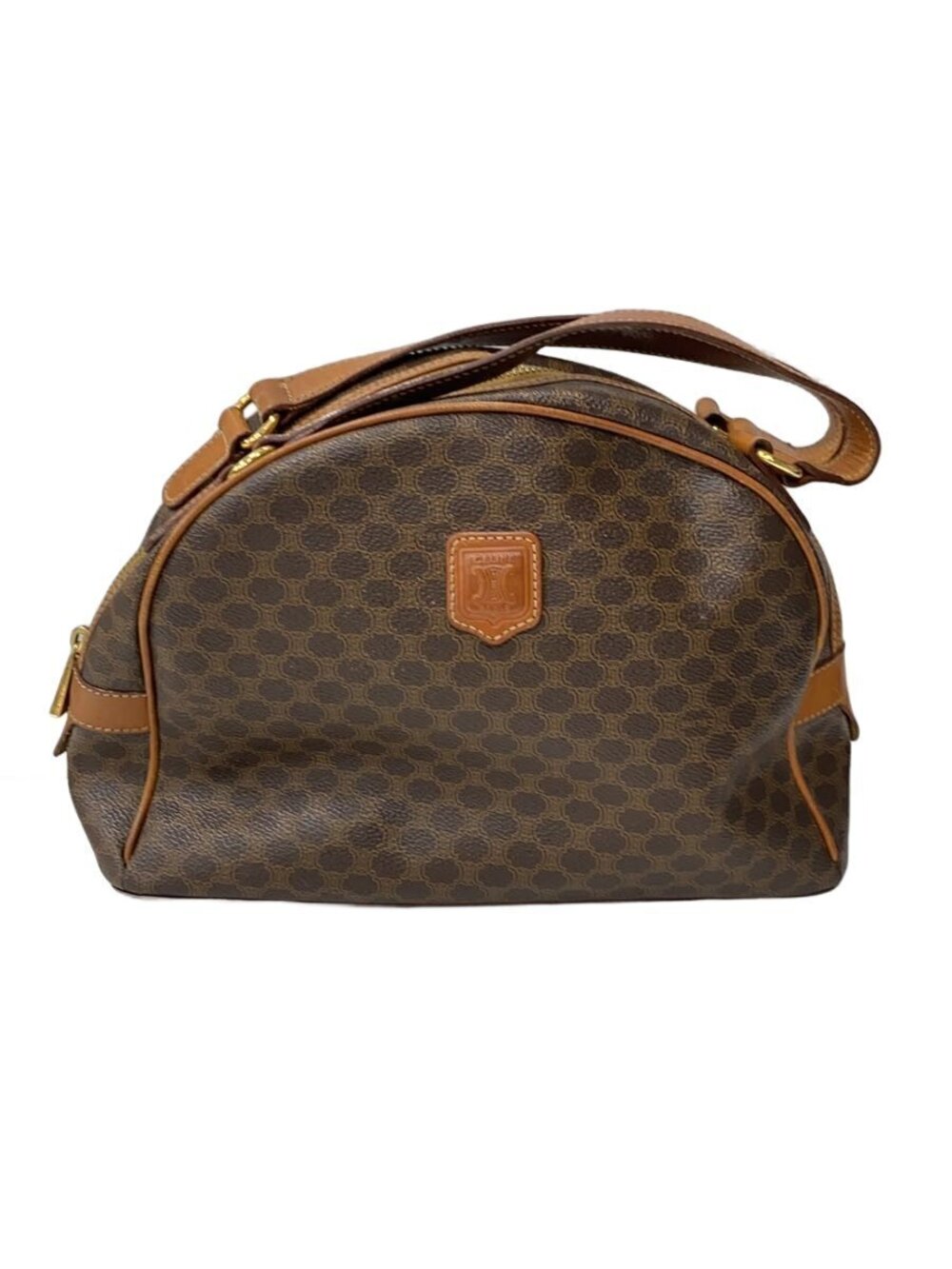 Celine Macadam Half Moon Handbag Brown All over